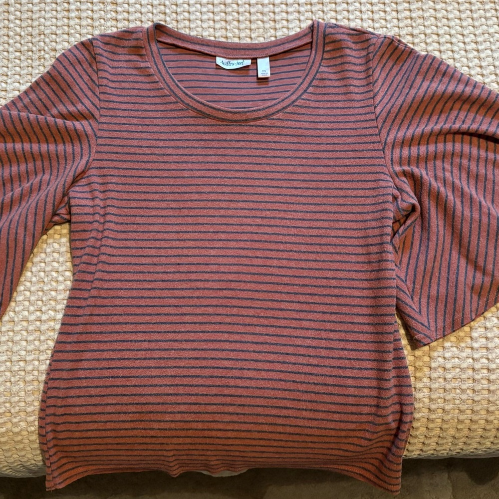 Women's Striped Top - Rust and Black